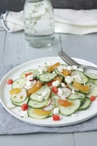 Cucumber Salad with Radishes Apricots and Feta